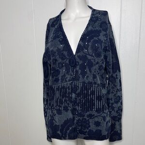 PBJ Blues cardigan sweater size L floral